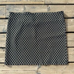 Black Mini Skirt with White Geometric Chain Pattern